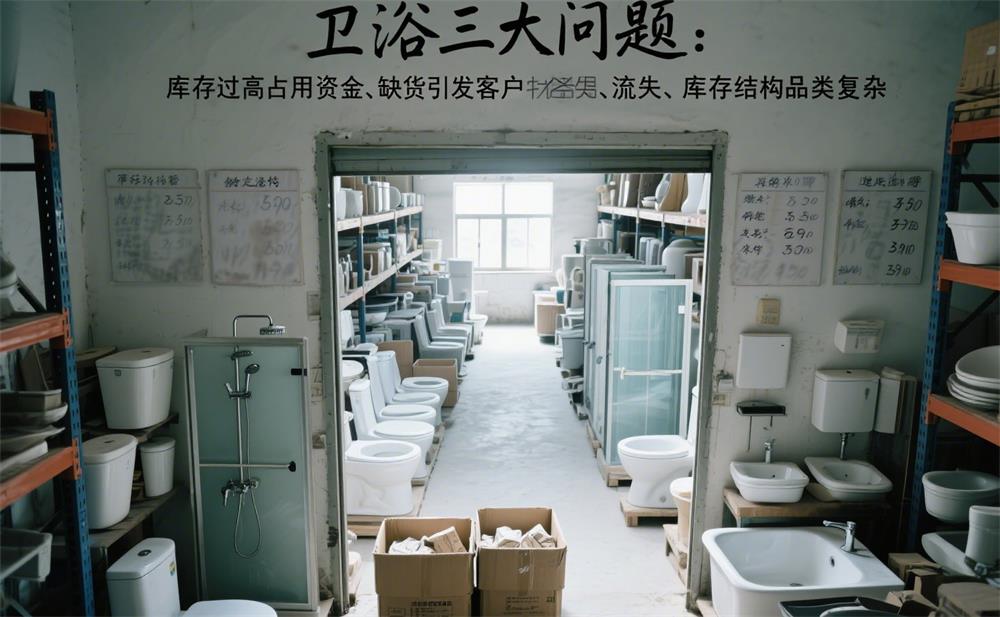 w卫浴仓库，中间出现标题“卫浴三大问题：库存过高占用资金、缺货引发客户流失、库存结构品类复杂”_看图王 (2).jpeg